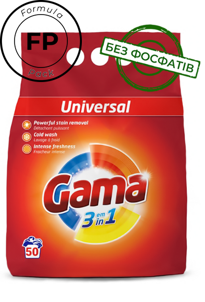 Порошок пральний GAMA Universal 3in1  кульок 3кг  8435495844884 фото